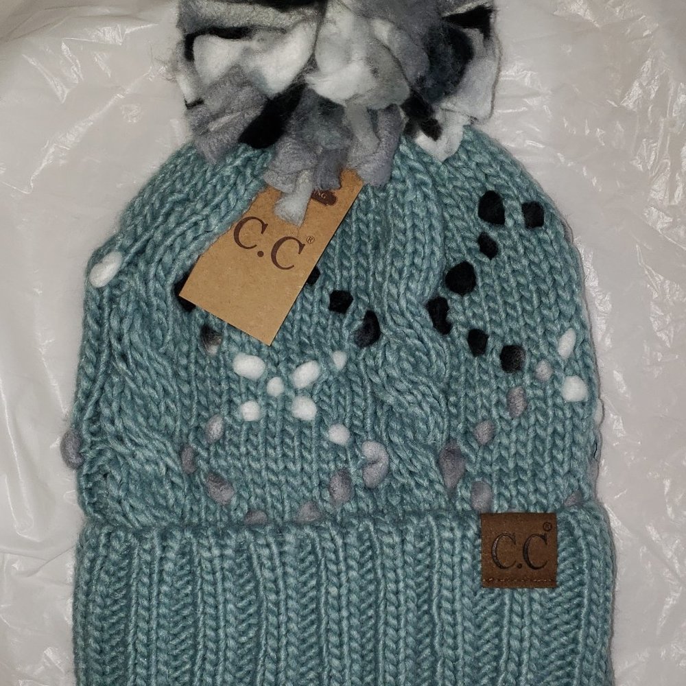 Winter Blue Chunky Knit Beanie